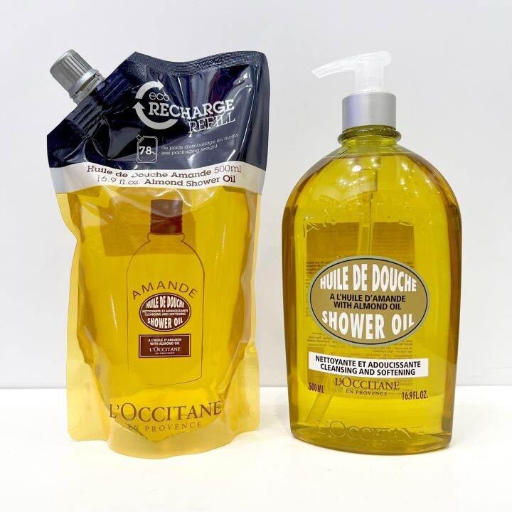 ของแท้ [ฉลากไทย] L'Occitane Almond Shower Oil 500ml & Refill ขวดหัวปั๊ม