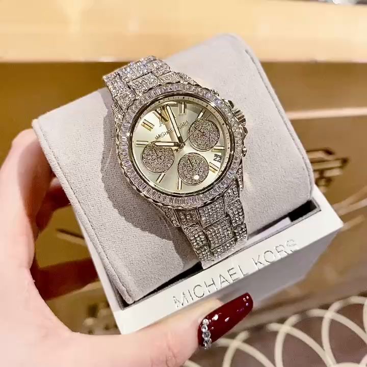 Đồng Hồ Nữ Michael Kors Everest MK7254 Dây Kim Loại Vàng Đính Đá