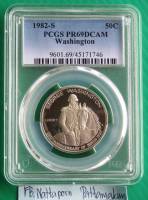 ตลับเกรด PCGS PR69DCAM Proof Silver Half Dollar George Washington 1982 S