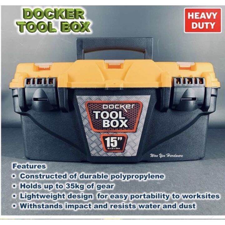 [100 ORIGINAL] DOCKER HEAVY DUTY PVC TOOLS BOX / CONTAINER BOX Lazada