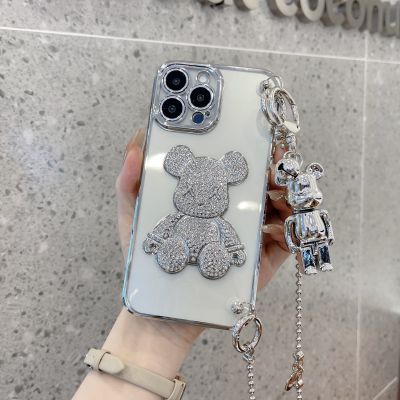 เคสโทรศัพท์มือถือลายแบร์ริคแบร์ริคแบรนด์ยอดนิยมเหมาะสำหรับ iPhone 14สายคล้องแบบสะพายข้างสายคล้องสำหรับ iphone12promax เคสนิ่มติดพลอยเทียมหุ้มทั้งเครื่องมีสายคล้องแบบห่วงโซ่ INS ลายการ์ตูนดูมีระดับกันกระแทกแบบตุ๊กตา11