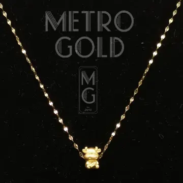 18K Saudi Gold Necklace with 24K Hong Kong Gold Bar Pendant Pawnable