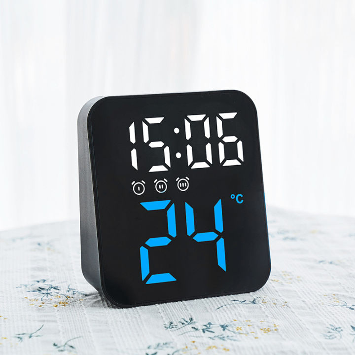 Voice Control Alarm Clock Temperature LED Digital Clocks Night Mode 12