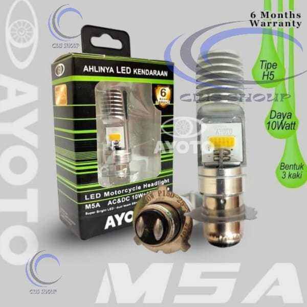 LAMPU LED AYOTO H5 COB M5A AC DC PNP HI LOW PIRINGAN KAKI 3 CAHAYA ...