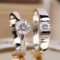 เซ็ทแหวนคู่ แหวนแต่งงาน ฝังเพชรโมอีส 2 กะรัต เงินแท้ 92.5% -A7637