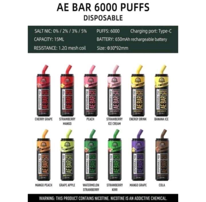 AE BAR 6000PUFFS DISPOSABLE VAPE | Lazada PH