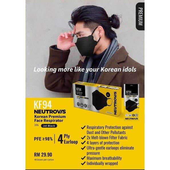 NEUTROVIS KF94 Mask Black medical 4ply Lazada