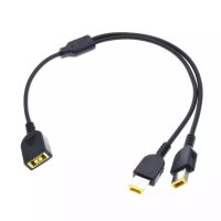 DC ปลั๊กชายไปยัง 2 คู่ USB JACK JACK หญิง Y Splitter HUB สายเคเบิลอะแดปเตอร์สำหรับ Lenovo ThinkPad สำหรับ ThinkPad x1 คาร์บอน