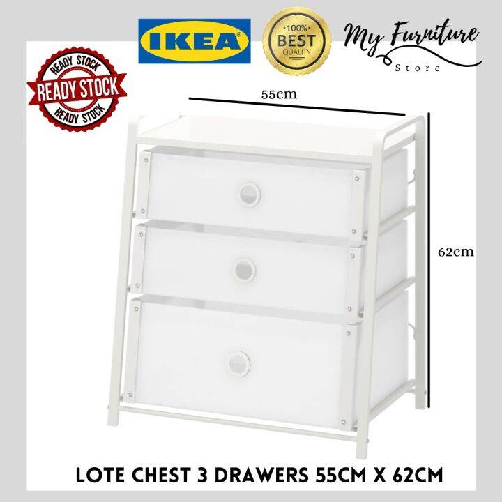 IKEA LOTE Chest of 3 drawers White Bedside table / Shelf Unit Lazada