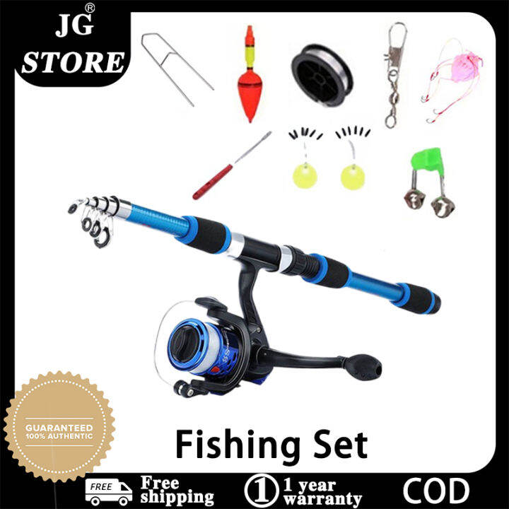 JG pamiwas ng isda set Fishing Rod and Reel Complete Fishing Set 4 ...