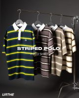 URTHE - เสื้อโปโล แขนสั้น ลายทาง รุ่น STRIPE POLO MEN