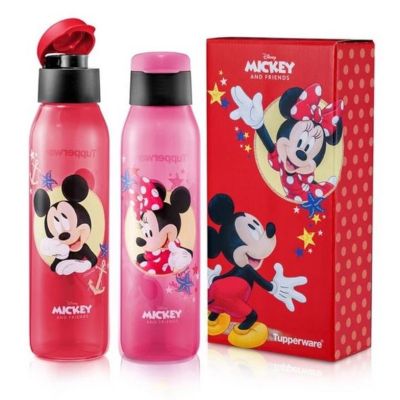 Tupperware Mickey &amp; Minnie ชุดขวดน้ำและกระปุกทัพเพอร์แวร์ ลายมิกกี้และมินนี่ เหมาะสำหรับใส่อาหารให้เด็กๆ