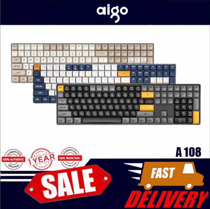 Aigo A108 Gaming Mechanical Keyboard 2.4G Wireless USB Type-c Wired ...