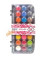 สีน้ำก้อนเค้ก 24สี พร้อมพู่กันและจานสี Seikai