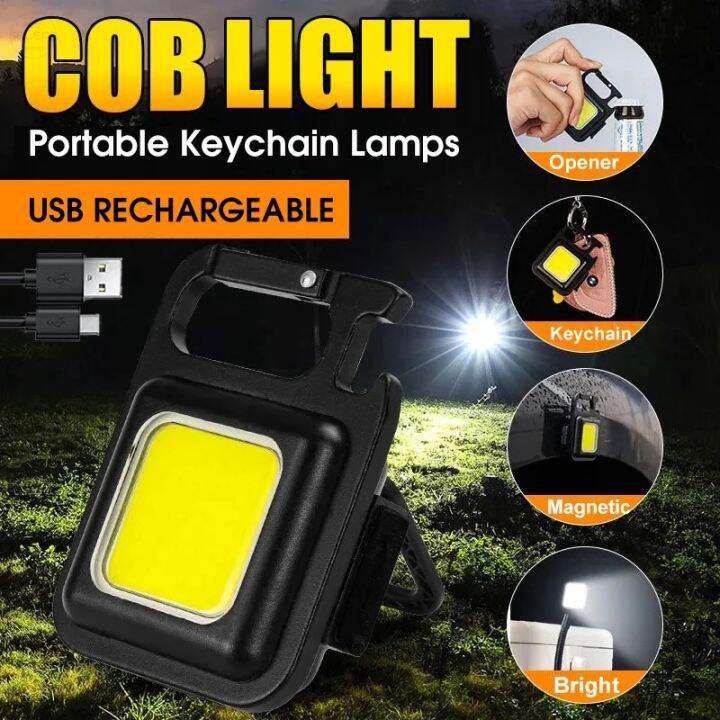 Mini COB Keychain Light 800Lumens Bright USB Rechargeable