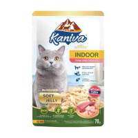 Kaniva Indoor Cat Wet Food Tuna and Chicken in Jelly 70 g. อาหารเปียกสำหรับแมวเลี้ยงในบ้าน สูตรเนื้อปลาทูน่าและเนื้อไก่ในเยลลี่