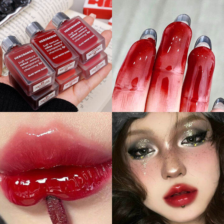 6Color Cherries Fruit Juice Lip Gloss Glass Water Gloss Charming Lip Glaze Waterproof