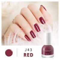 สีทาเล็บกึ่งเจล #J43 สีแดง red  #สวยหรู #วิ้งวิ้ง ✅ แบบไม่ต้องอบ