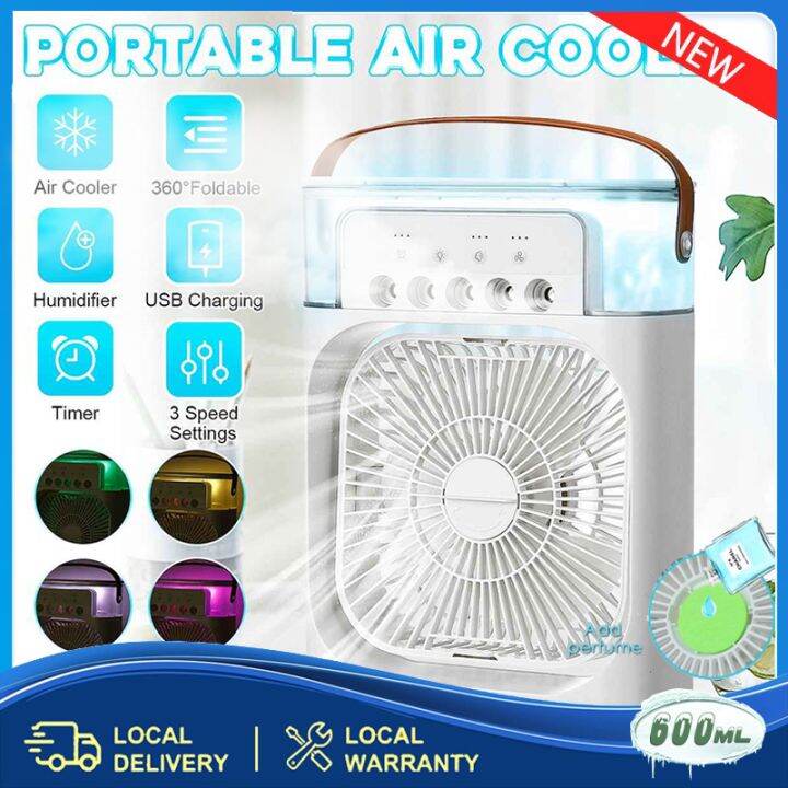 【Local Seller】600ML Portable Air Cooler Timed Fan Multifunction USB