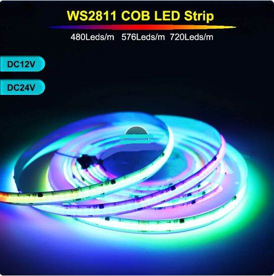 12v24v Ws2811 Cob Rgbic Led Strip Light 720leds M High Density Addressable Spi Dream Color