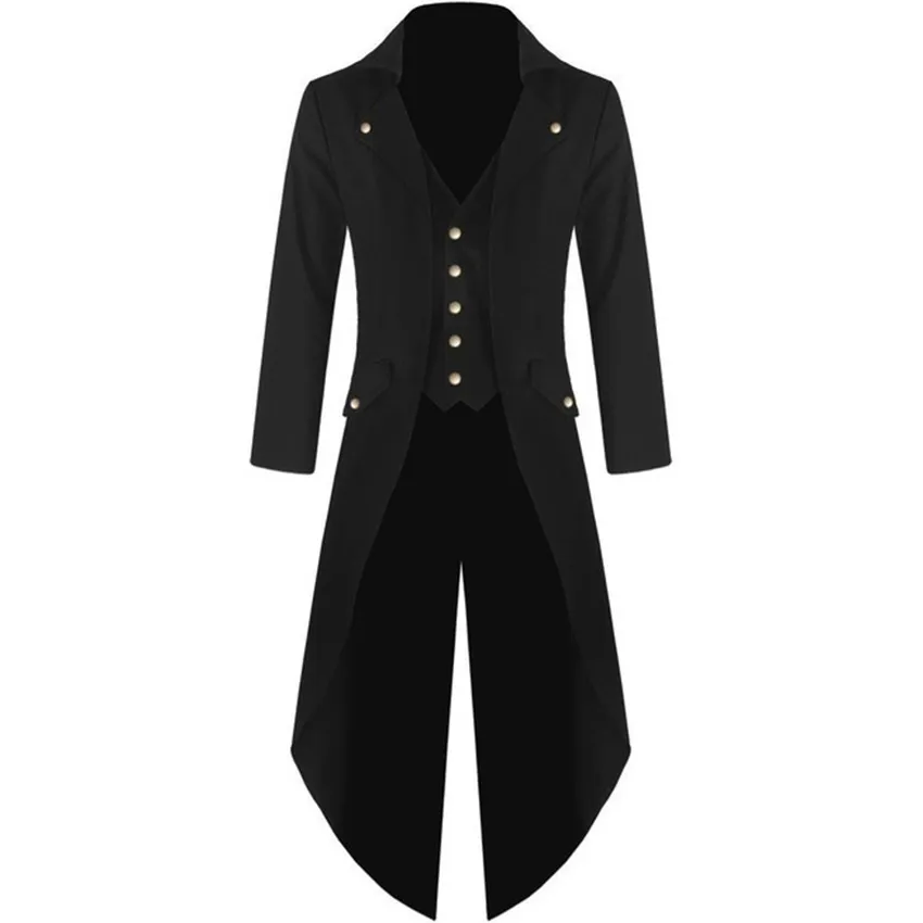 Cos Overcoat Medieval Retro Long Tuxedo, Goth Trench Coat Mens