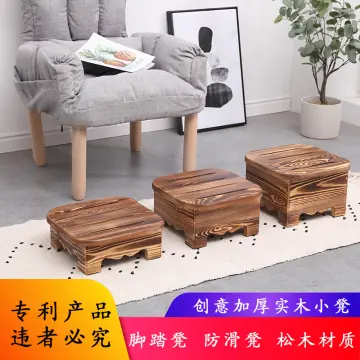 Home Wood Stool Low Footstool Living Room Office Footrest Non-slip