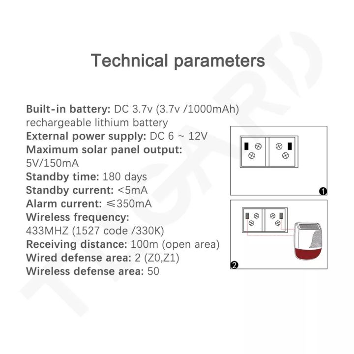 tgaurd-ไซเรนไร้สายพลังงานแสงอาทิตย์-433-mhz-wireless-siren-solar-power