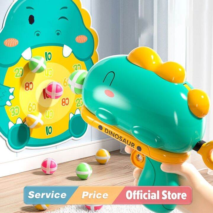 Magic Sticky Ball Dart Board Set Fun Family Toy with Dinosaur Dartboard ...