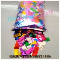 กระดาษเปเปอร์ชู๊ต แบบเงา สีรวม ขนาด 2×5 เซนติเมตร น้ำหนัก 1 กิโลกรัม /Metallic Confetti Mixed Color size 2x5 cm Wegiht :1kg/bag