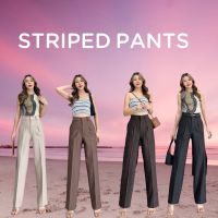 พร้องส่ง? Striped pants กางเกงผ้าโรเชฟ ลายริ้ว ผ้านุ่มๆ ทิ้งตัว