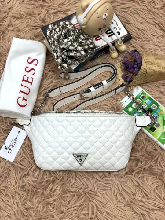 guess-quilted-belt-bag-กระเป๋าสะพายทรงคาดอกรุ่นใหม่จากguess-วัสดุหนังpu-เรียบเงาสวยดูโดดเด่น