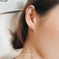 everyday.created - earring cross silver ต่างหูเงิน เพชรประดับ s925