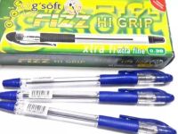 gsoftปากกาจีซอฟHi grip 0.38  มม.  12ด้าม สีน้ำเงิน