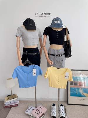 MODA SHOP - Croptop เสื้อครอปคอยูเอวลอยสายฝอเสื้อผ้าแฟชั่นผู้หญิงเซ็กซี่สตไล์ Y2K