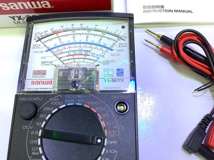 มิเตอร์เข็มวัดไฟฟ้า-มิเตอร์วัดไฟฟ้า-มิเตอร์เข็มยี่ห้อsanwa-รุ่น-361tr-ของแท้-ประเทศญี่ปุ่น-มาพร้อม-สายวัดอย่างดี-หัวทองเหลือง