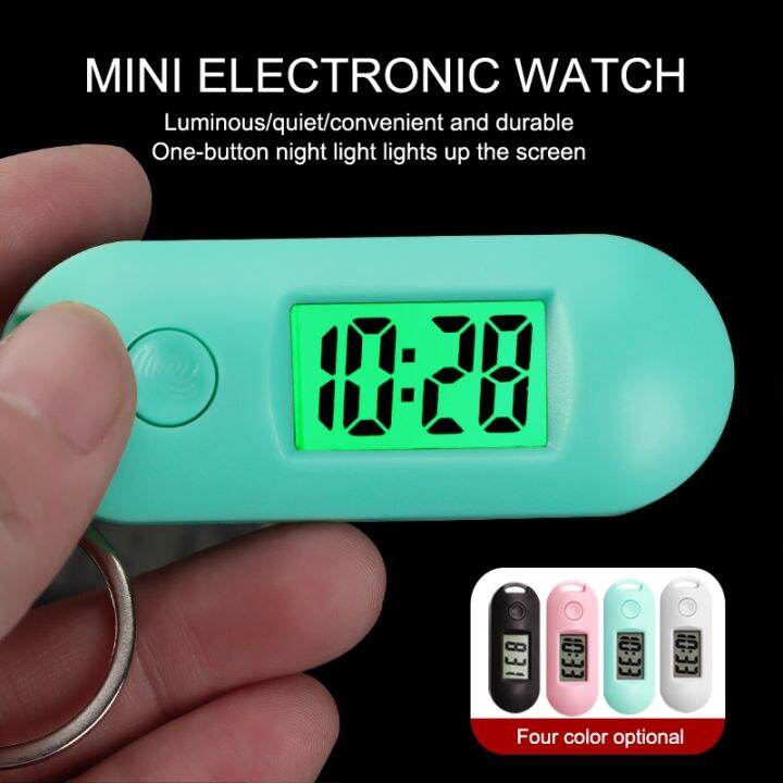 Mini Portable Electronic Clock Keychain Watch LCD Digital Display Clock
