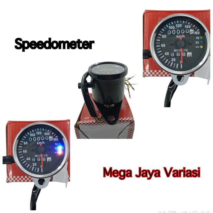 speedometer kilometer motor model bulat + lampu indikator speedo sein