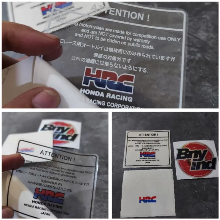 STICKER WARNING HONDA PERINGATAN HONDA ATTENTION HONDA HRC JAPAN TRANSPARAN Lazada Indonesia