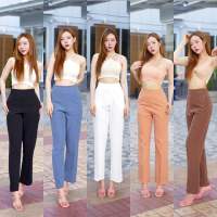 ?CLEARANCE SALE? FREESIA PANTS5สี กางเกงเอวสูง ขากระบอกกลาง เอวเล็กสะโพกใหญ่ เรียบหรู งานคัตติ้ง