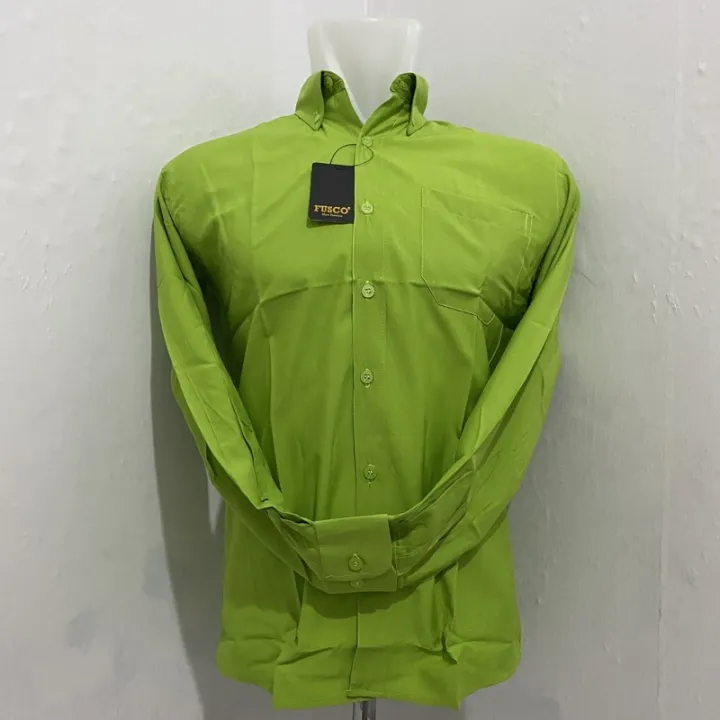 kemeja polos pria lengan panjang reguler fit WARNA HIJAU PUCUK | Lazada