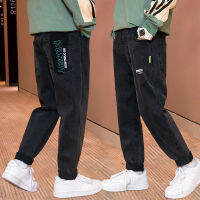 Boys Jeans New Childrens Pants Spring and Autumn Boys Fleece-Lined Thickened Winter Casual Trousers