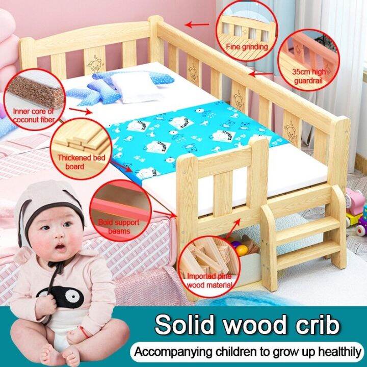 🔥Buy 1 Get 2 Gift🔥 Katil kanak kanak Kids bed Wooden Baby Bed Cot Attached to Parents Side Bed