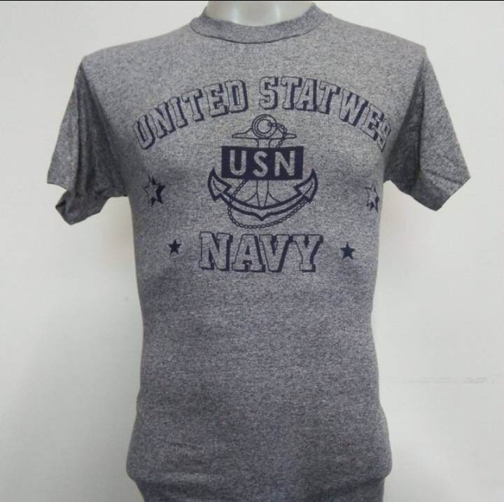 เสื้อยืด-ผ้าเรยอง-ลาย-usn-navy