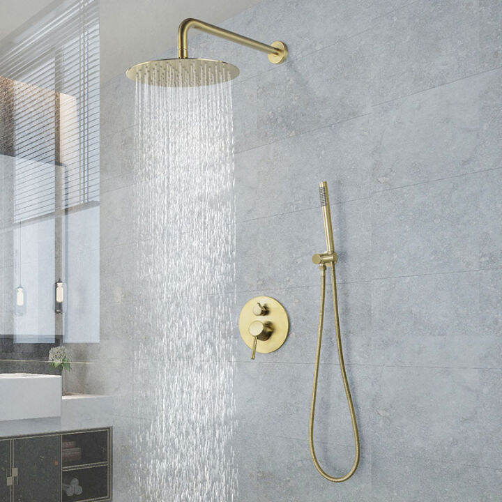 Haiyishi Golden Copper Concealed Shower Embedded in Wall Hotel Hidden