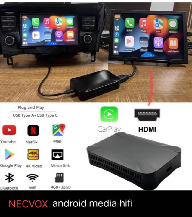 carplay-ai-box-amp-android-autoplay-hdmi-out-สำหรับเพิ่มจอหลัง-ram4-64gb-ver-11ติดตั้งแบบ-plug-in-honda-nissan-mazda-suzuki-toyota-รุ่น-hybrid-อาจจะมีปัญหาเรื่องของไฟจ่ายไม่พอ-ford-mercedes-benz-hyund