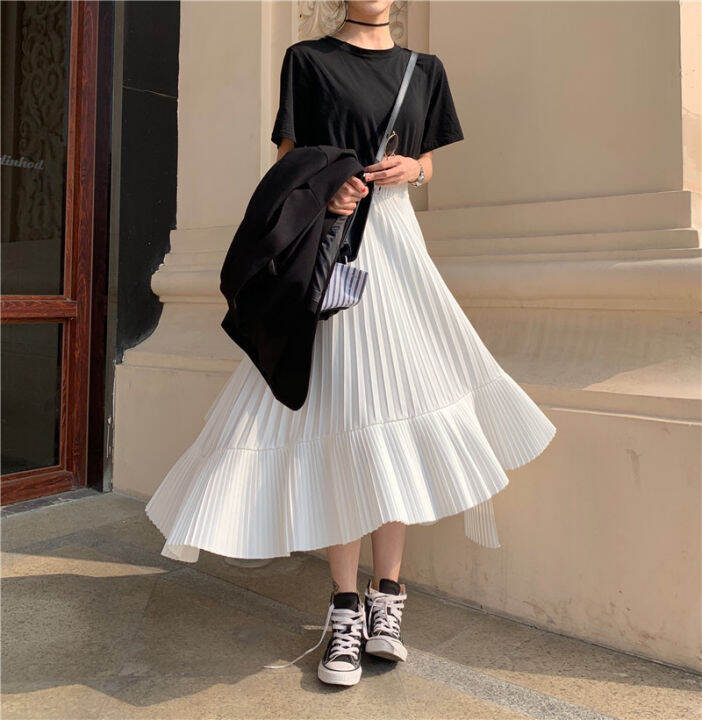 Pleated skirts knee length high sale