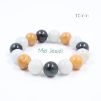 Jadeite Jade สร้อยข้อมือหยกพม่าแท้100% 14mm