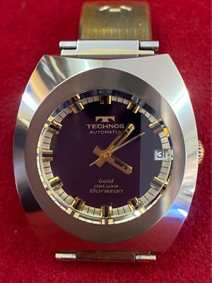 TECHNOS Gold Deluxe Borazon 25 Jewels Automatic ตัวเรือนคาไบรท์ นาฬิกาผู้ชาย มือสองของแท้