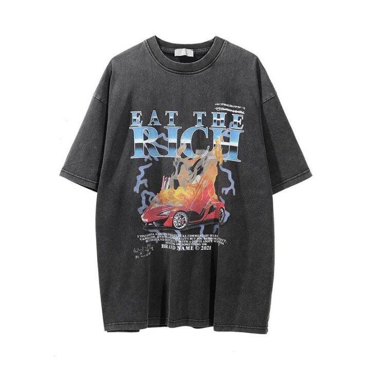 theboy-eat-the-rich-vintage-oversize-เสื้อยืดวินเทจโอเวอร์ไซส์-สตรีทสไตล์