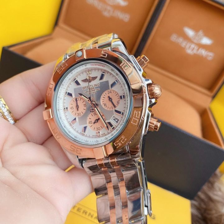 นาฬิกาbl-สีโรสโกลด์-ระบบควอท-จับเวลาได้size-47mm-ภาพถ่ายจากสินค้าจริง